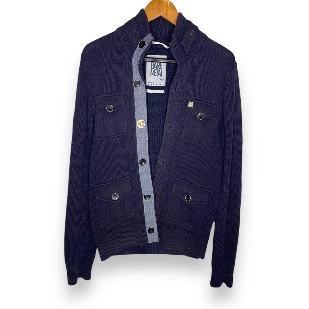 PME Legend Bare Metal Heavy Knit Button Up Sweater Cardigan